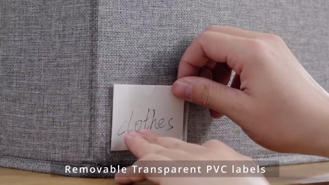 17" Large Collapsible Storage Bins with Lids, Stackable Closet Organizers with PU Handle and Labels, 3-Pack Decorative Fabric Storage Boxes for Home, Bedroom, Closet, Office, Nursery(Gray)