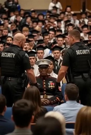 Two guards confronted a marine at his son’s graduation — what followed with six seals stunned everyone... Solomon Dryden didn't come here to be seen. He came to see. He parked his late wife’s Dodge Charger and stepped out into the Texas heat, the deep blue of his Marine uniform a stark contrast to the casual chaos of Elmridge High’s graduation day. His boots were polished to a mirror shine, a discipline he couldn’t turn off. Inside his jacket, a worn photograph of his wife holding their infant s
