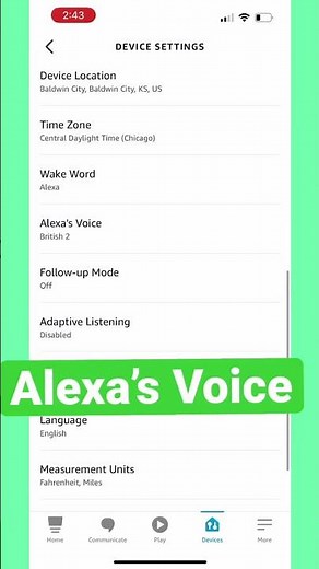 Alexa App - How to change Voice