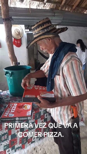 This was the uncle's reaction when he received his first pizza.