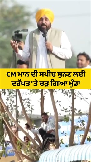 CM ਦੇ ਸਾਹਮਣੇ ਦਰੱਖਤ 'ਤੇ ਚੜ ਗਿਆ ਮੁੰਡਾ #cmmann #shorts #reels #bhagwantmann