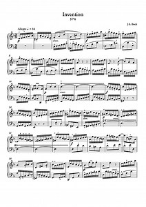 Invention n° 4 en ré mineur, BWV 775 (Bach Johann Sebastian) - Partition Piano