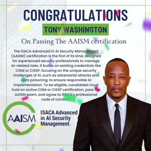 Another Win for 2025 🙌🏽 Last week, I took a chance on the brand-new ISACA Advanced in AI Security Management (AAISM) certification — one of the first globally recognized credentials focused on managing AI-related risks. After scoring well on my CISM, I figured why not take the leap while the knowledge was still fresh (and while it was offered at a discounted rate 😅). I’ve never had a fear of failure — my focus has always been on learning. If I fail, I learn why, adjust, and try again. With on