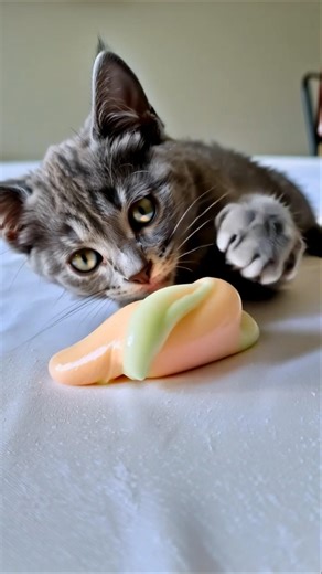Satisfying Cat Playing With Slime Will Melt All Your Stress 🧼 #cat#slimeasmr #shorts #healingcats