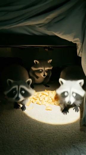Heard crunching under my bed at 3 AM... (Wait to the end) 🔦🦝 #aifacefy #raccoon #Shorts