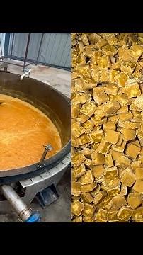 Sweetest jaggery cubes making factory (jaggery candy)