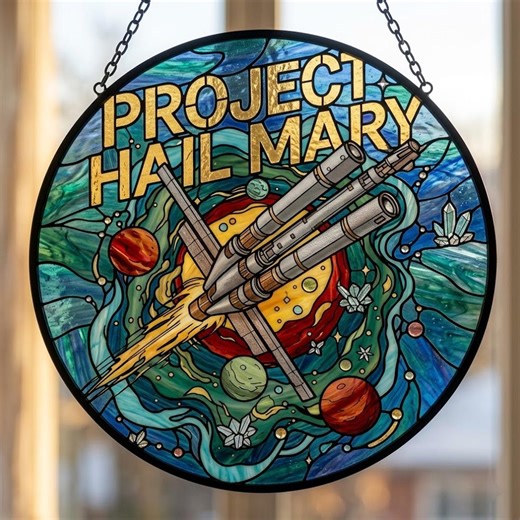 Buy Project Hail Mary Stained Glass Suncatcher, Sci-fi Men Embroidered Amaze Amaze Amaze Window Hanging, Book Lovers Gift, Gift for Her Online in India - Etsy