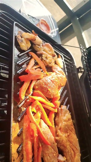 some surf n turf and broccolie cooking