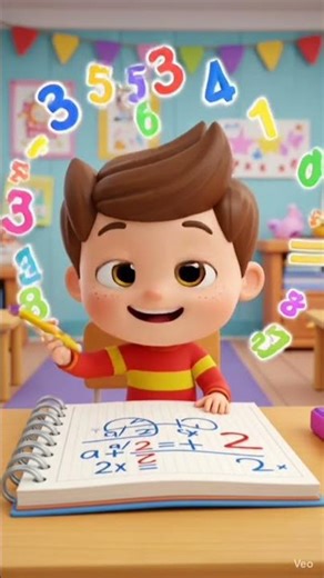 Cute Kid Solving Math 🧮✨ | Fun Learning Cartoon | #Shorts