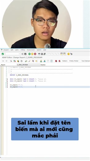 Sai lầm khi đặt tên biến trong ABAP: LV là Local Variable, GV là Global Variable. Học cách đặt tên biến chuẩn để không bối rối khi vào dự án. #SAPABAP #abapdeveloper #SAP #ABAP #CleanCode