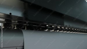 Back view of a large format digital printing machine. How it works from the rear view. Stock Video