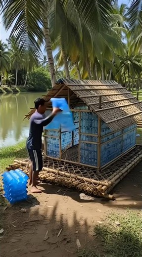 “10000 Plastic Bottles Turned Into a Floating House 🤯”