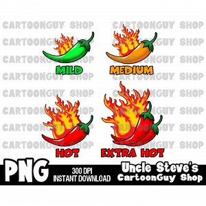Hot Pepper Heat Chart Clip Art: PNG Sublimation (Digitaler Download)