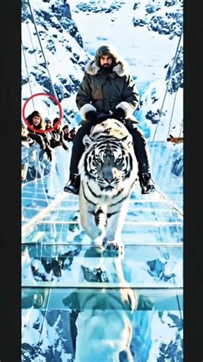 Cheetah on a Glass Bridge With a Man 🐆💥 | Unreal Moment#music #independenceday #love #remix