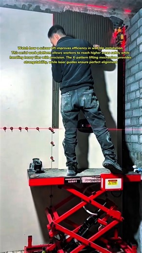 Amazing Scissor Lift Tile Installation | Fast & Perfect Wall Tiling Technique