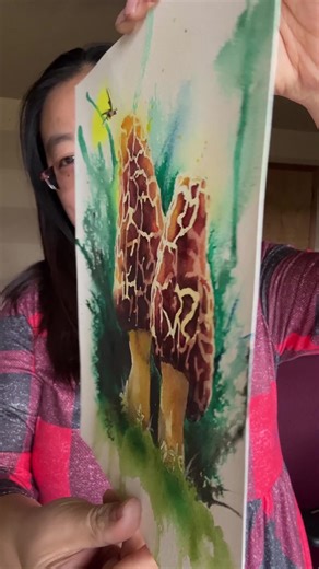 Art Process: Morel Mushrooms Dance to Life Watercolor painting by Sophie Xie Dream In Watercolor. This stunning painting is available as a print on my website, http://www.dreaminwatercolor.com #watercolorpainting #mushroomart #dreaminwatercolor #sophiexieart #watercolorartist #mushroompainting #colorfulart #artinspiration #watercolorlove #dreamyart