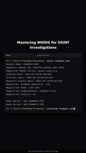 WHOIS Lookup and OSINT Basics | Educational
