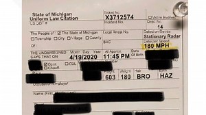 Driver ticketed in Michigan for going 180 mph