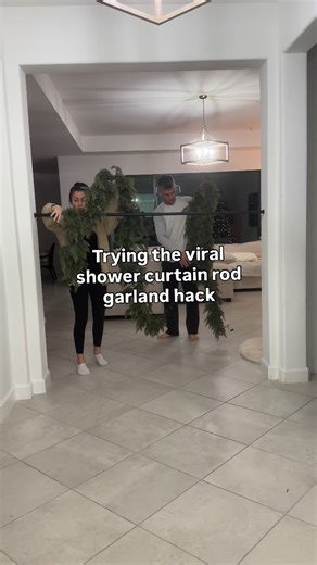 joelle on Instagram: "so dreamy 😍💫🌲 this is your sign to use a tension rod to hang your Christmas garland 👏🏼 all 🔗’s in storefront ✨"