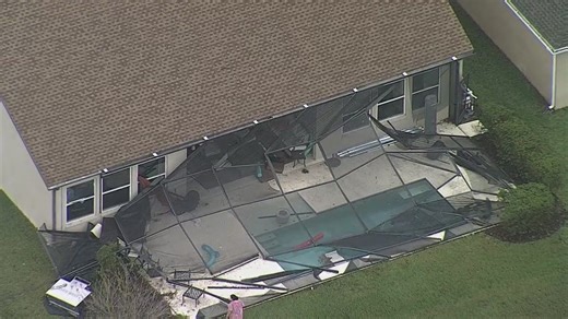 Aerials: Storm damage in Lutz, Florida
