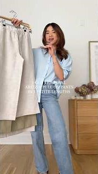 Aritzia pants cropped vs short vs regular length #petitefashion #sizing #shorts