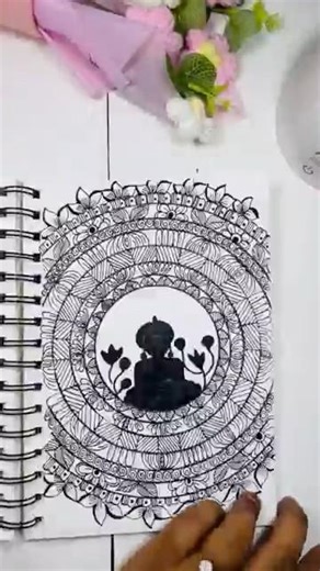 Easy Buddha Mandala Drawing for Beginners 🧘‍♂️| Satisfying & Relaxing Art #shorts