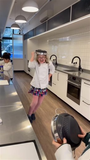 It’s not a cooking class without one of these 🙆🏻 #littlekitchenacademy #kidscooking #montessoriactivities