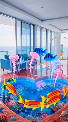 THIS FLOOR IS CRAZY 🤯 Infinity Heart Pool Epoxy Beach Floor 🏝️🪼