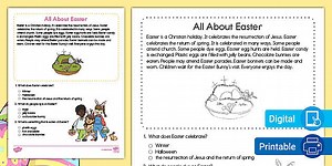 First Grade All About Easter Reading Comprehension Passage Activity