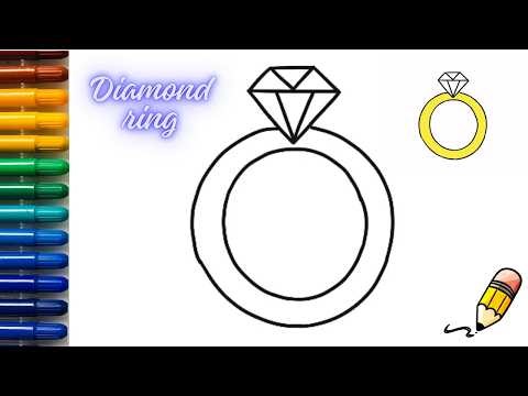 How to draw a diamond ring//drawing a diamond ring with easy step by step video.