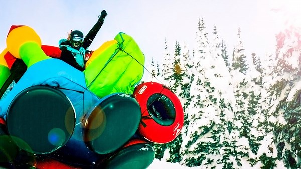 Bouncy House Sledding Down a Mountain at 50 MPH