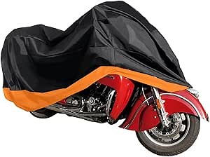 Motorcycle Cover - Universal Motorcycle Protector with Lock-Holes and Storage Bag Season - Waterproof Sun Rain Dust Outdoor Protection - Compatible with Different Motorcycle Model