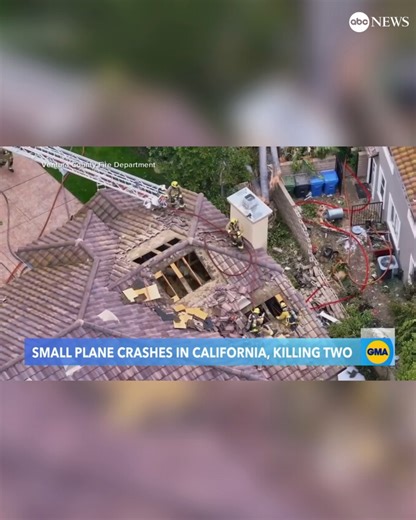 A small, home-built kit airplane crashed in Simi Valley, California, on Saturday afternoon, damaging two homes, catching fire and killing two people onboard, officials said. The plane departed from William J. Fox Airfield in Lancaster and was heading to Camarillo Airport, according to the FAA. The cause of the crash is under investigation. Read more: https://abcnews.visitlink.me/wx4dpR | ABC News