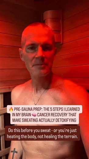 💥 PRE-SAUNA PREP: THE 5 STEPS THAT MAKE SWEATING ACTUALLY DETOXIFYING You can’t detox a body that’s dehydrated, inflamed, or constipated. You must prepare the terrain before the heat. ✅ Pre-Sauna Preparation Checklist 1. Hydrate (with minerals!) • Add electrolytes or a pinch of Celtic salt • Drink 12–16 oz before sauna 2. Open the Lymph • Dry brush upward toward the heart • Or 2–3 minutes of rebounding 3. Support Liver Drainage • Coffee enema • Castor oil pack • Or deep belly breathing 4. Oxyge