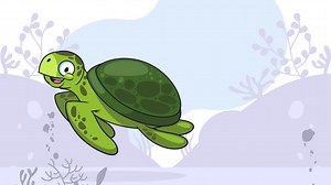 Free stock video - An animation of a hand drawn cartoon sea turtle illustration