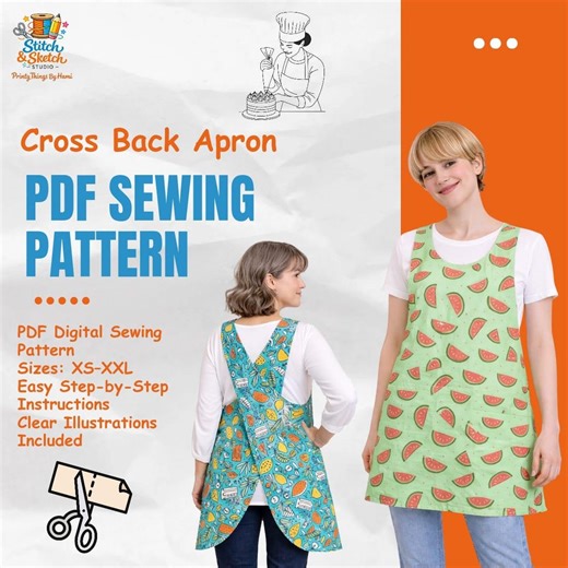 Cross Back Apron Sewing Pattern PDF | Japanese Style Apron | Easy Apron Pattern for Women | A4 A0 US Letter | Instant Download - Etsy Canada