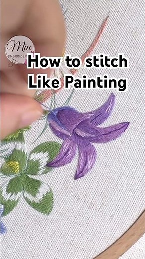 Thread Painting Technique #threadpainting #embroideryart #embroiderypatterns