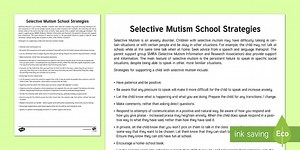 Situational (Selective) Mutism School Strategies Adult Guidance