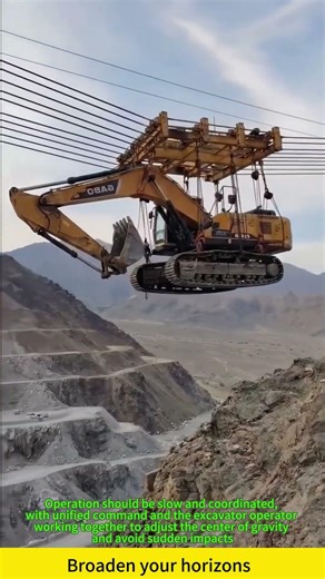 Steel cable excavator ascending to high places
