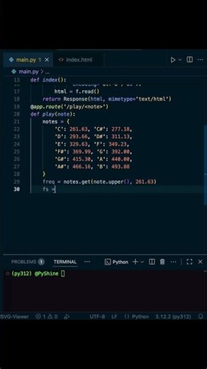 Simple Piano App in Vue JS and Python - Part 2/3⚡️ #short #coding #programming #python #javascript