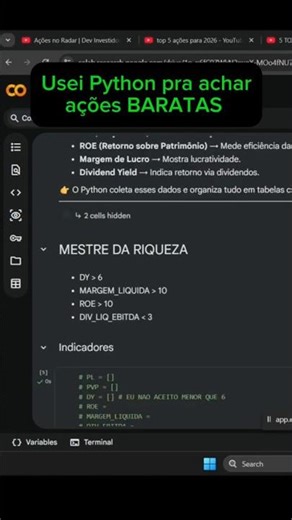 Episode 1. Python looking for cheap stocks #python #shorts #investments #stockmarket