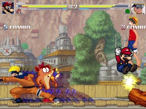 Mario & Crash Bandicoot vs Naruto Uzumaki & Luffy