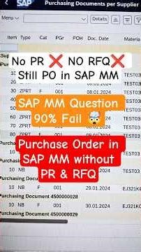 No PR ❌ No RFQ ❌ Still PO in SAP MM 😱SAP MM Secret 🤫 Create PO Without PR & RFQ #sapmm #job #jobs