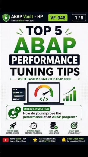 Big 4 SAP ABAP Interview Question #048 Top 5 ABAP Performance Tuning Tips #abap #s4hana #sap