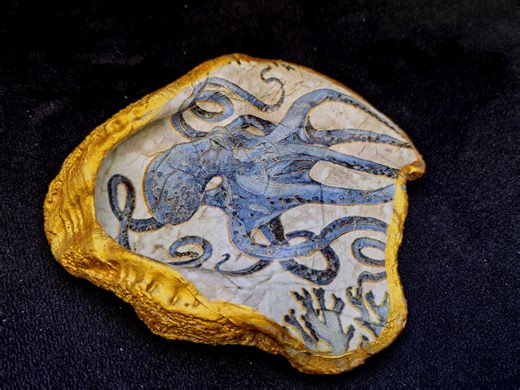 Octopus Oyster Shell| Decoupage Oyster Shell | Coastal Art Decor | One of a Kind Ocean Gift - Etsy UK