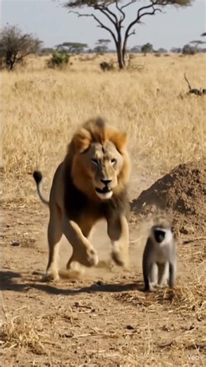 monkey escape from lion attack #trending