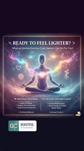 ✨ Ready to Feel Lighter? What an Intuitive Emotion Code Session Can Do For You! ✨ ​An Intuitive Emotion Code session works to gently identify and release Trapped Emotions—the hidden emotional energy from past events that can hold you back. By clearing this emotional baggage, you open the door to genuine healing and a more balanced life. ​Here's what an intuitive Emotion Code session can help you with: ​💖 Emotional Well-being ​Feeling lighter and clearer, as if a burden has been lifted. ​Reducin