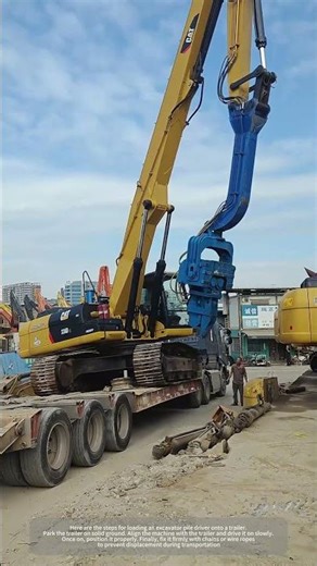 Process Of Loading An Excavator Pile Driver Onto A Trailer !