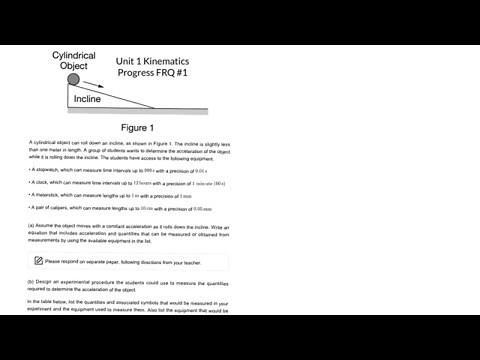 AP Physics 1 FRQ practice - Kinematics - Experimental Design