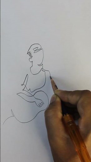 Drawing a Guitar Player with a Single Line | Easy One Line Drawing Tutorial #oneline #art